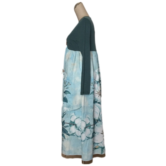 Blue 🛍️ Floral long sleeve NWT Dress Sz S - Picture 2 of 8